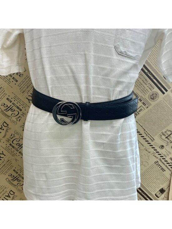 Gucci Interlocking Buckle Guccissima Leather Belt Black main image 16